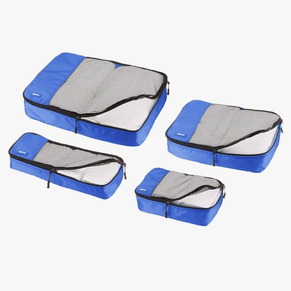 Amazon Basics Packing Cubes Set of 4, blue and black w handle - Picture 1 of 16